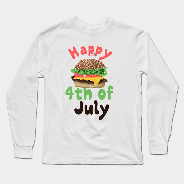 Burger 4th of July Design 1 Long Sleeve T-Shirt by CreamPie